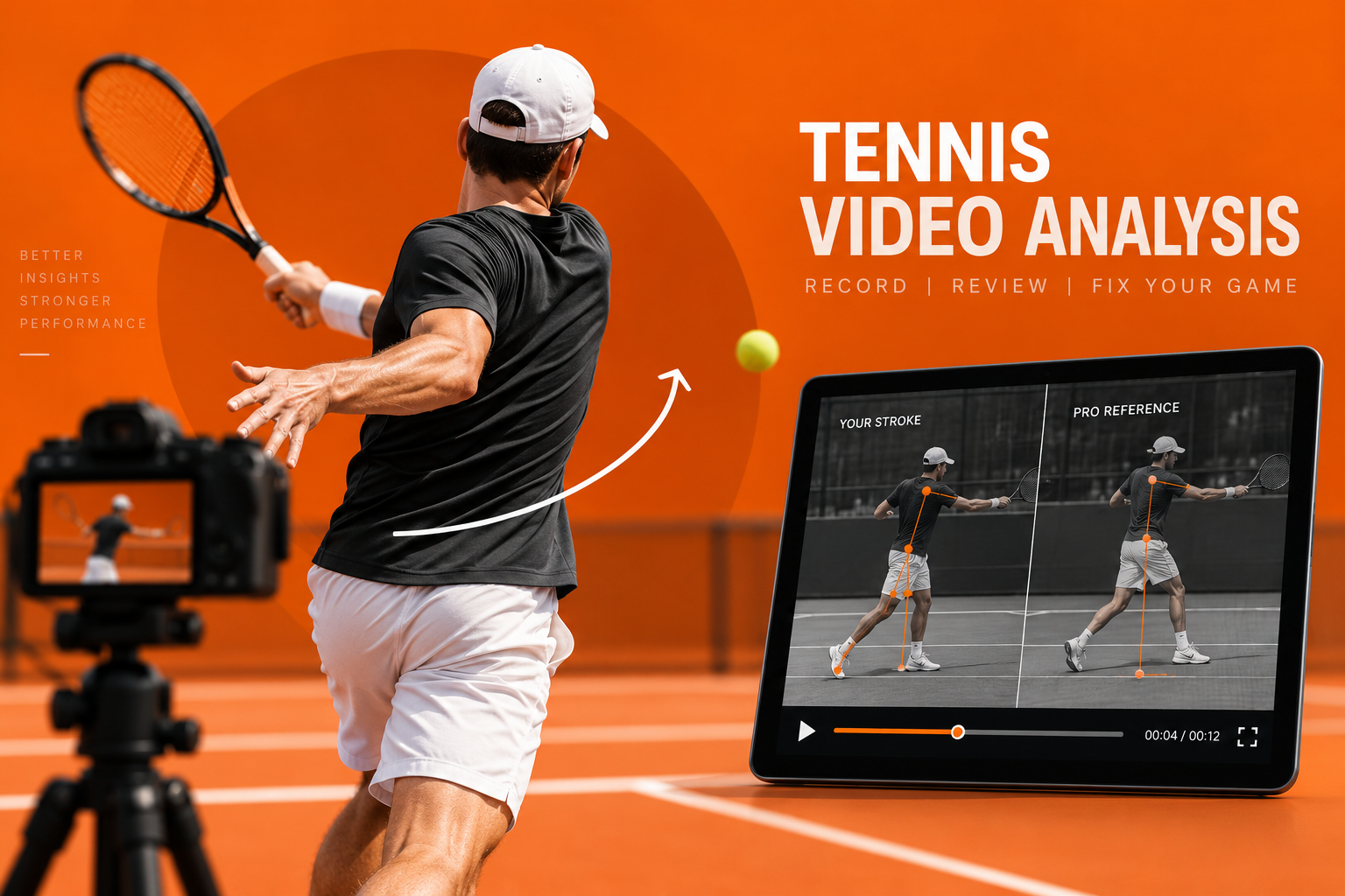 Tennis video analysis with player stroke comparison and professional technique review